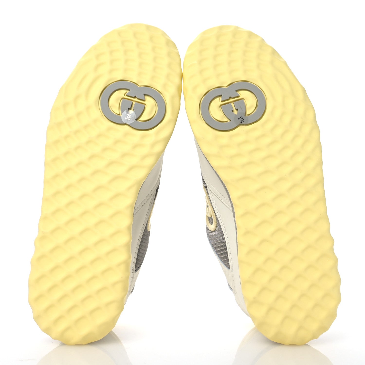 Gucci Dali Soft Calfskin Womens Mac80 Sneakers 38 Off White Grey Sky Yellow 6 of 10