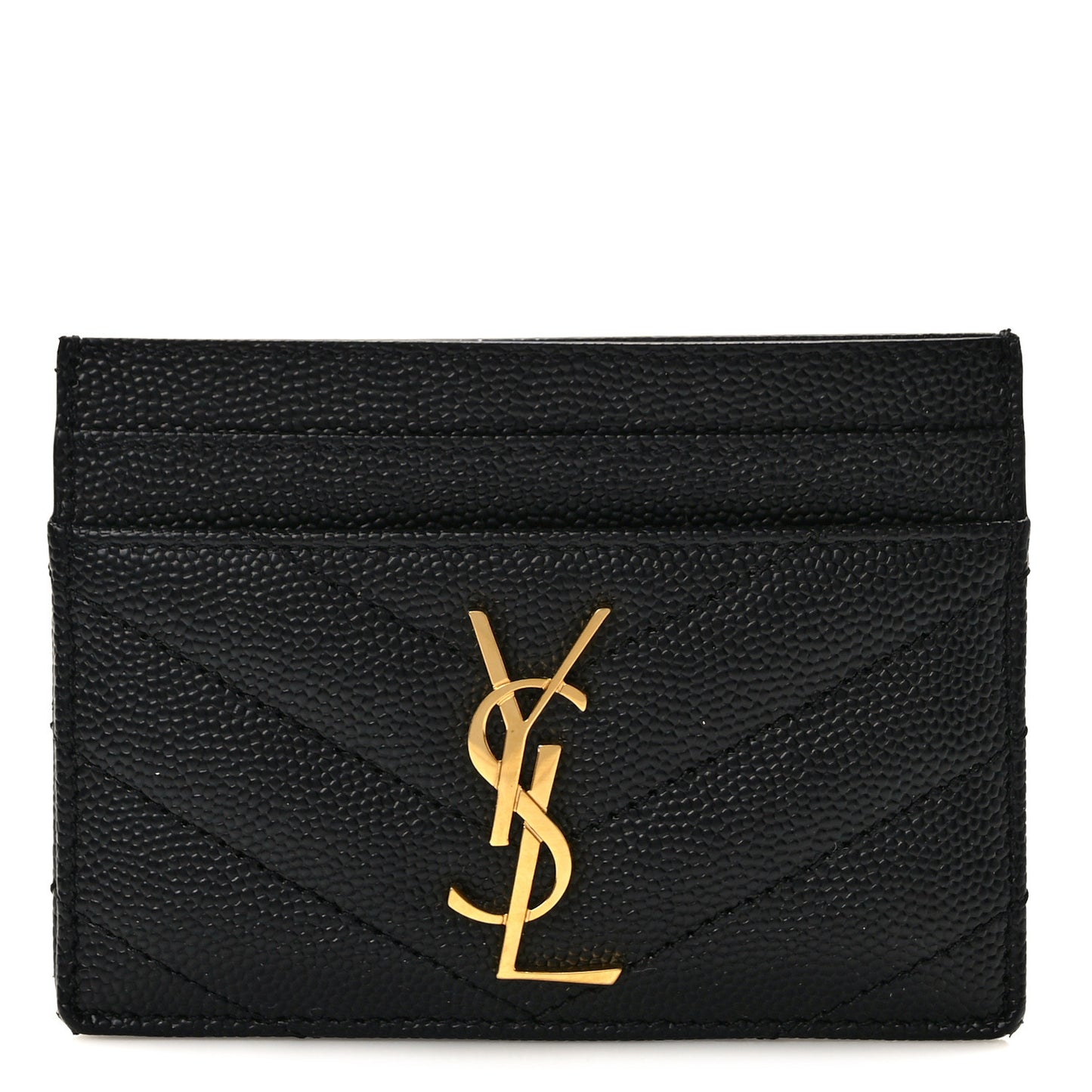Grain De Poudre Matelasse Chevron Monogram Credit Card Case Black