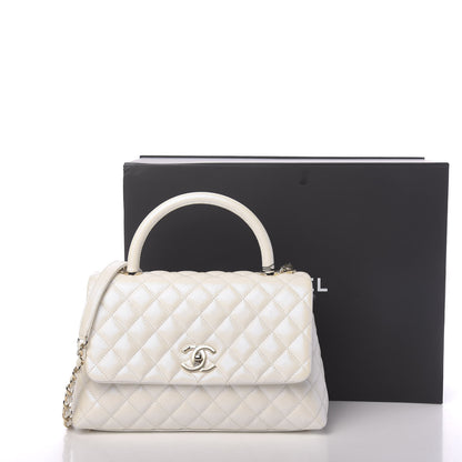 Chanel Iridescent Caviar Quilted Small Coco Handle Flap White 11 of 11