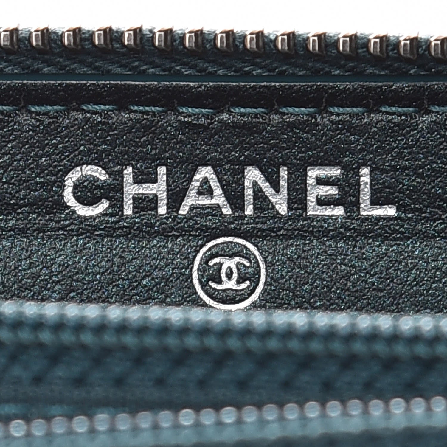 Chanel Iridescent Caviar Quilted Medium Filigree Zip Around Wallet Dark Turquoise 10 of 12