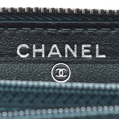 Chanel Iridescent Caviar Quilted Medium Filigree Zip Around Wallet Dark Turquoise 10 of 12