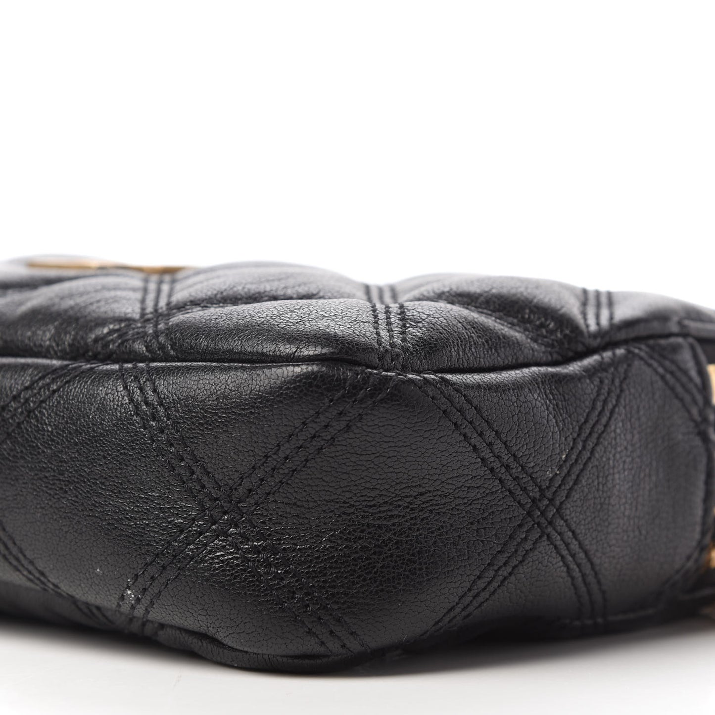 Grained Lambskin Quilted Mini Becky Double Zip Bag Black