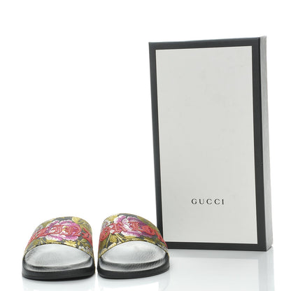 Gucci Jacquard Floral Blind for Love Slide Sandals 39 Black Multicolor 10 of 10