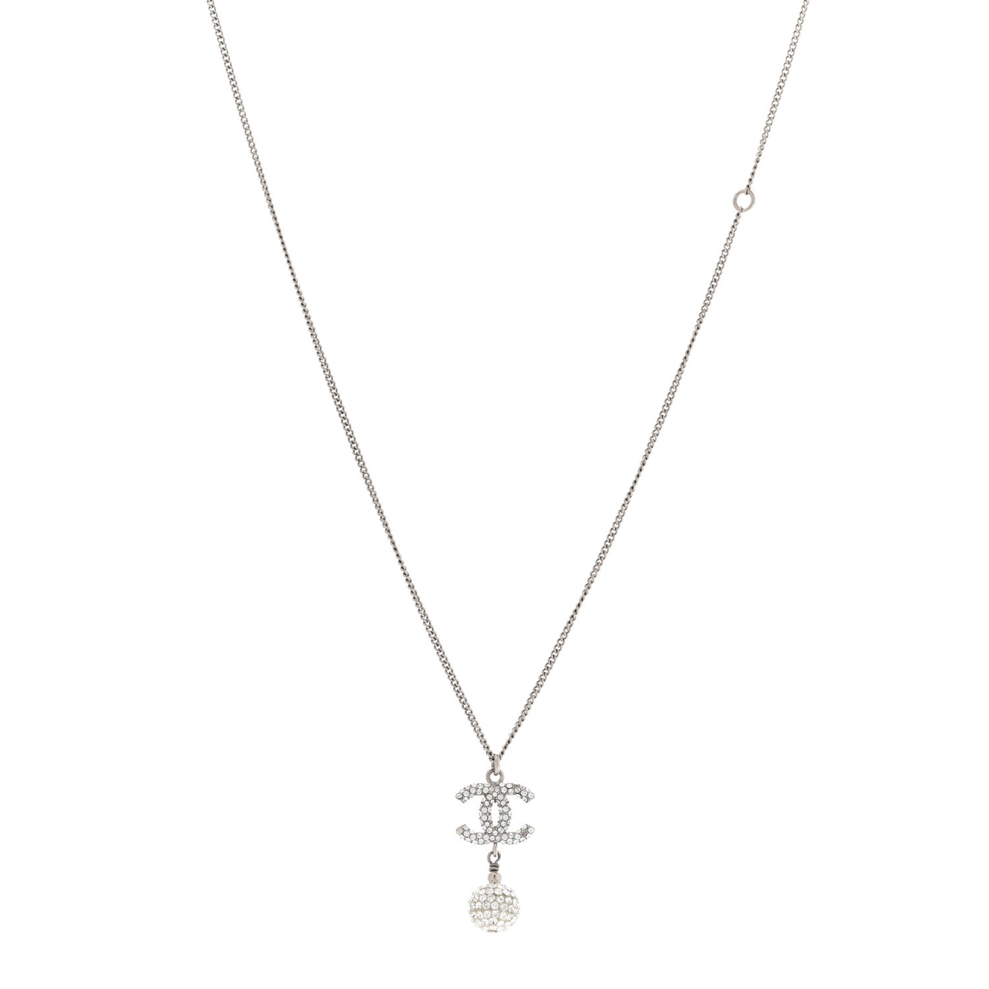 Crystal CC Ball Pendant Necklace Silver