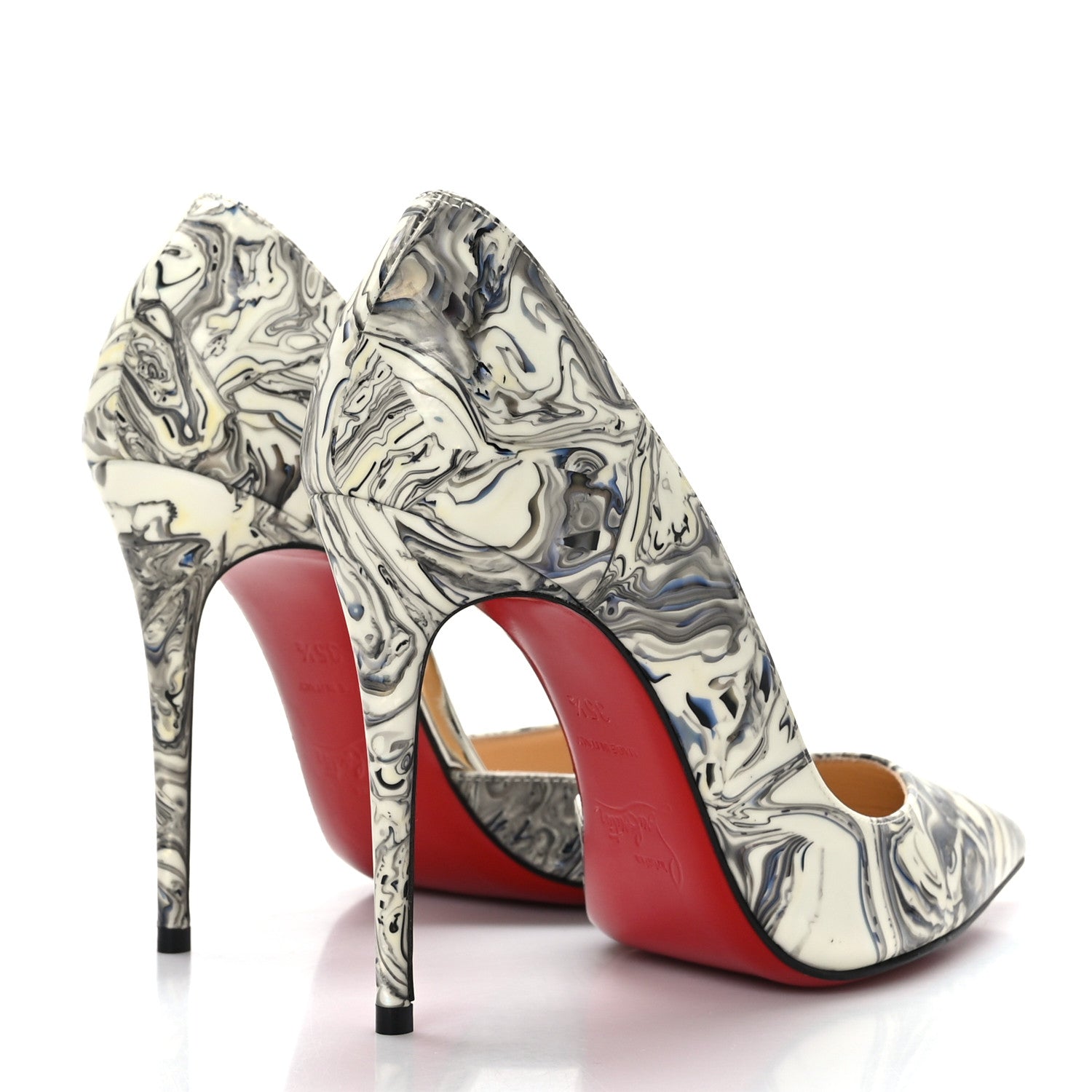 Christian Louboutin Patent Marble Swirl Iriza 100 Pumps 35.5 White 4 of 7