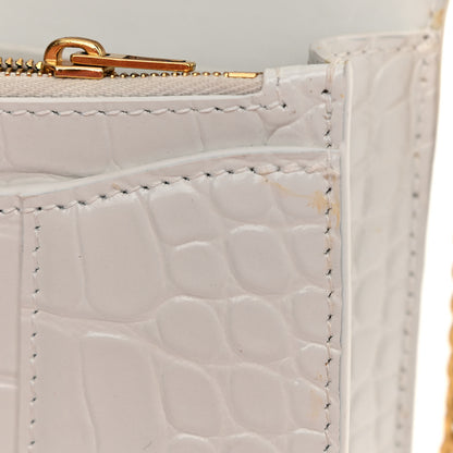 Balenciaga Shiny Calfskin Crocodile Embossed Hourglass Chain Bag White 13 of 15