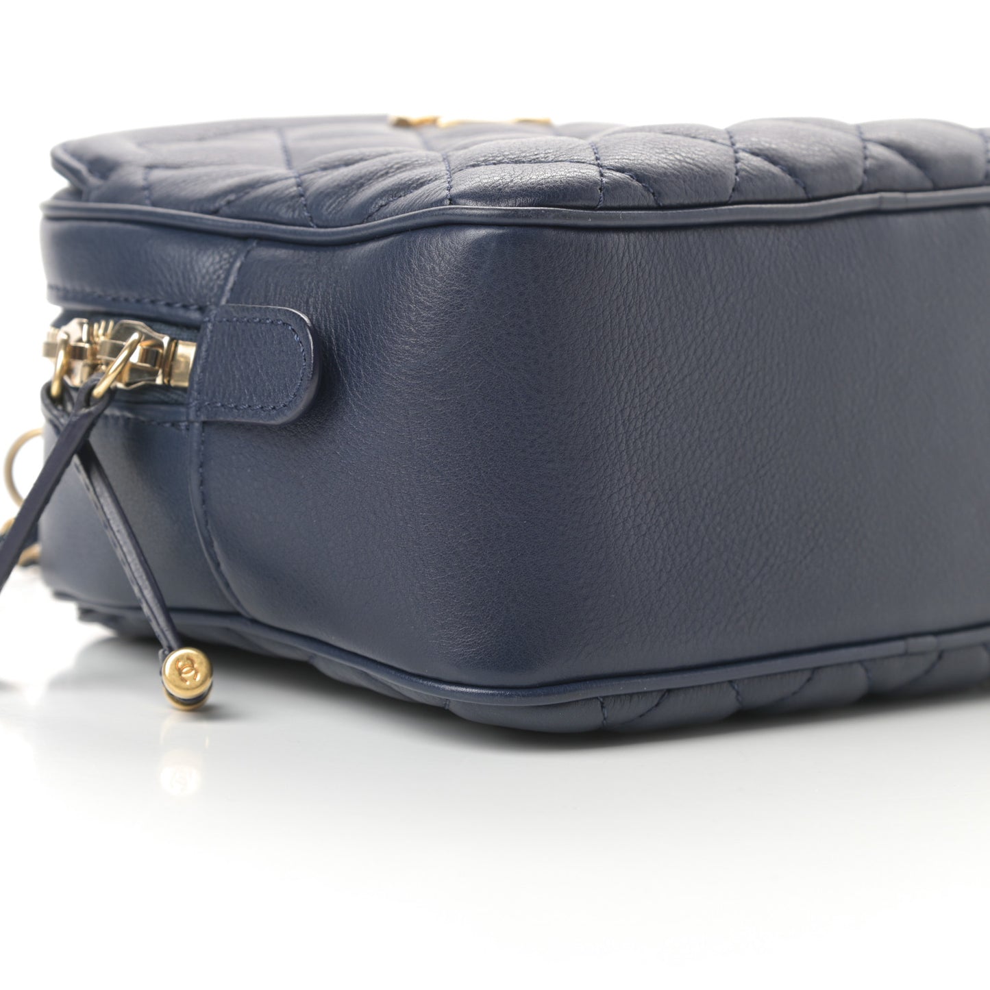 Calfskin Quilted CC Small Vanity Case Navy