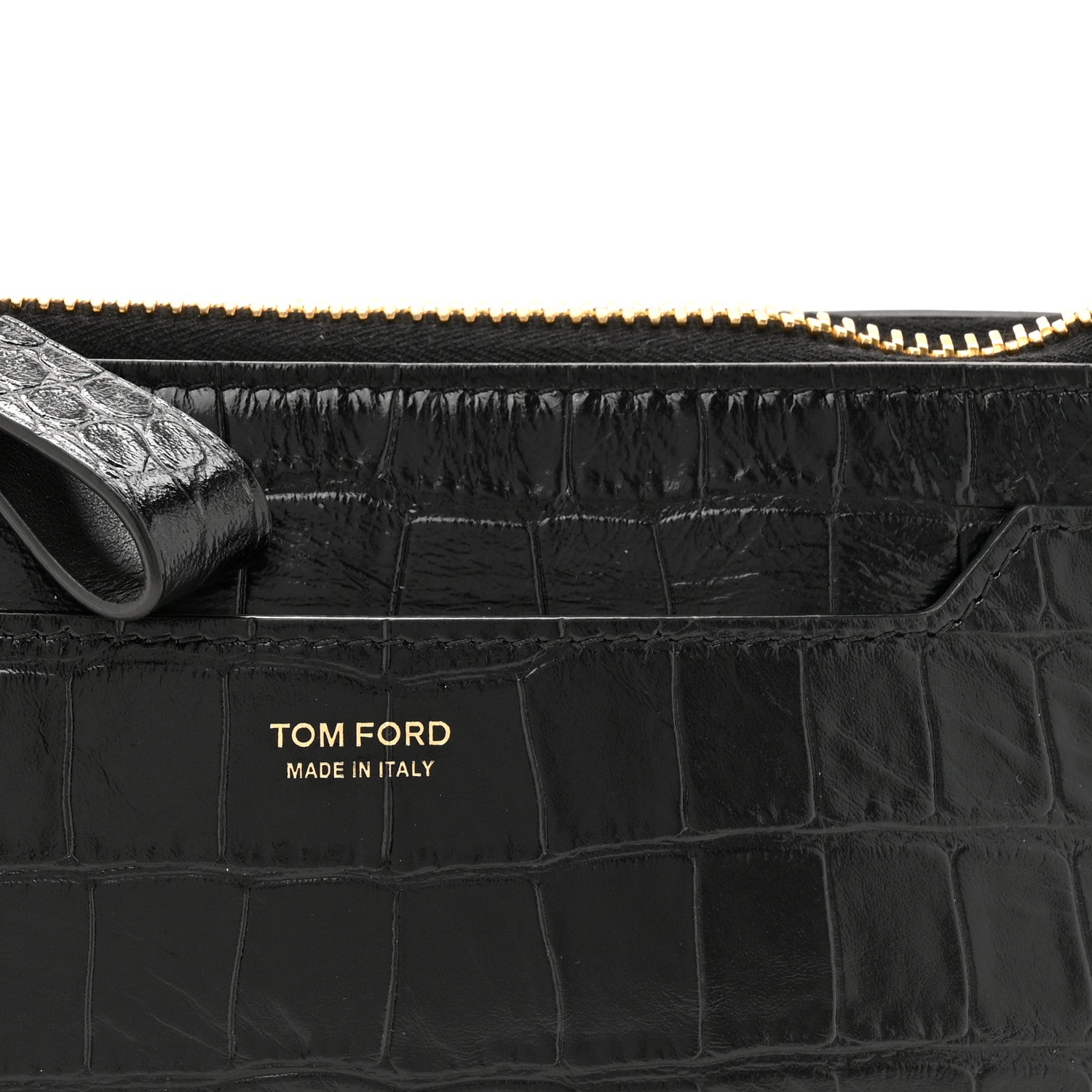Tom Ford Crocodile Embossed Calfskin Shoulder Bag Black 7 of 9