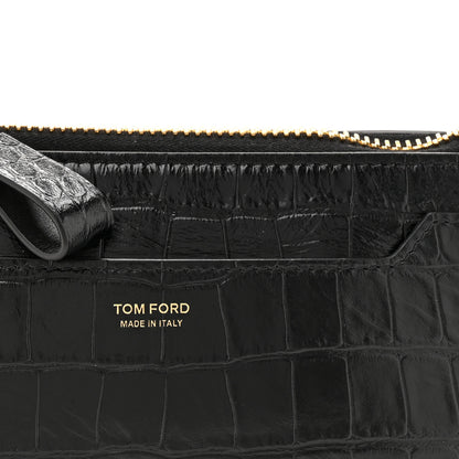 Tom Ford Crocodile Embossed Calfskin Shoulder Bag Black 7 of 9