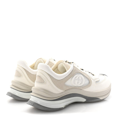 Gucci Technical Knit Fabric Suede Calfskin Womens Gucci Run Sneakers 38.5 Off White Grey 5 of 9