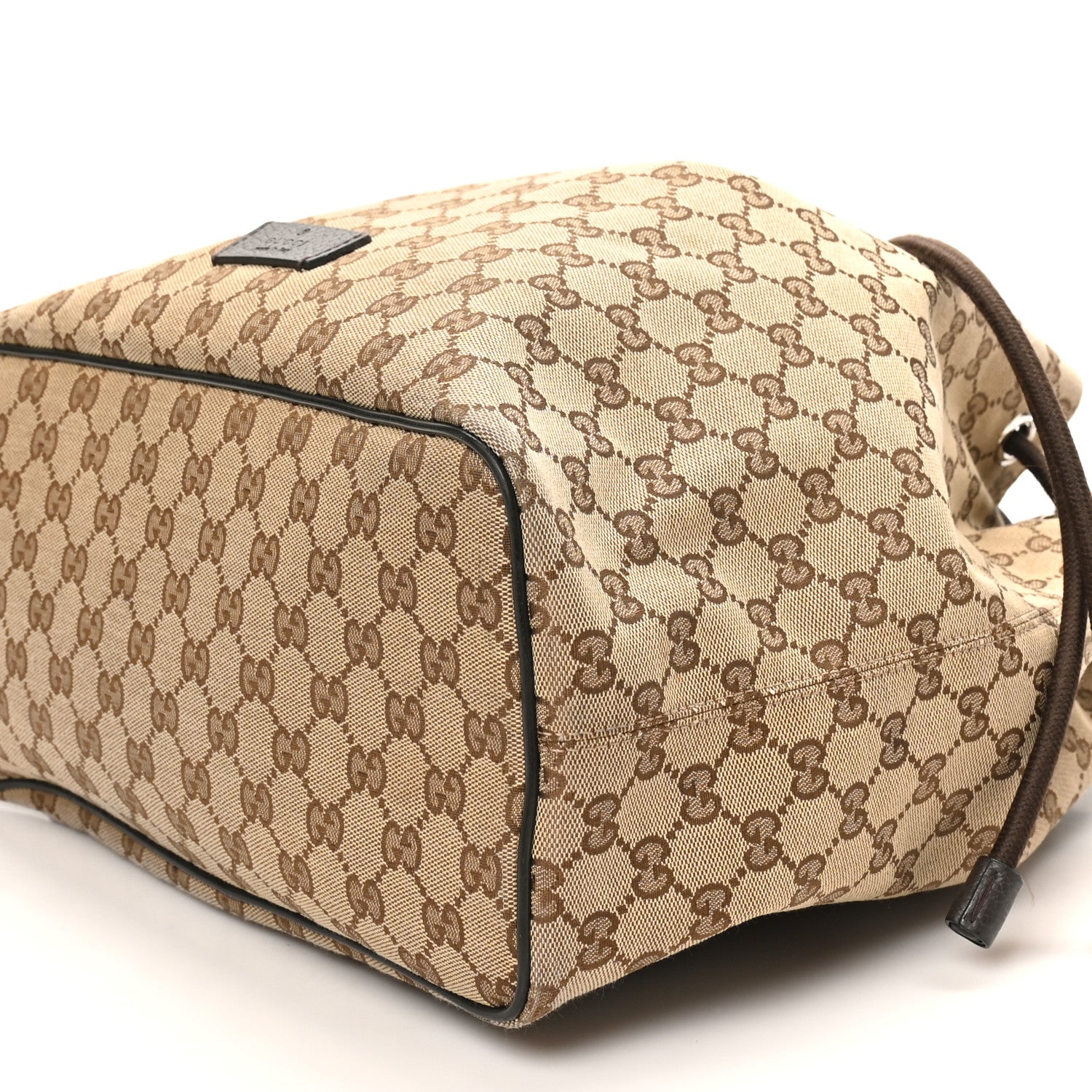Gucci Monogram Dollar Calfskin O Drawstring Backpack Beige Ebony Testa di Moro Dark Chocolate 10 of 10