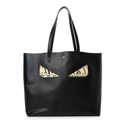 Fendi Vitello Ginevra Elaphe Monster Eyes Shopping Tote Black Naturale 1 of 4