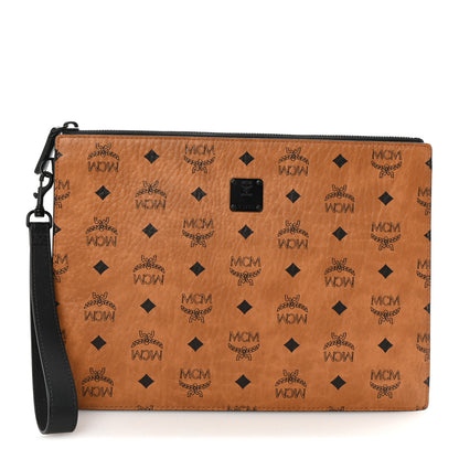 MCM Visetos Aren Wristlet Zip Pouch Cognac 1 of 6