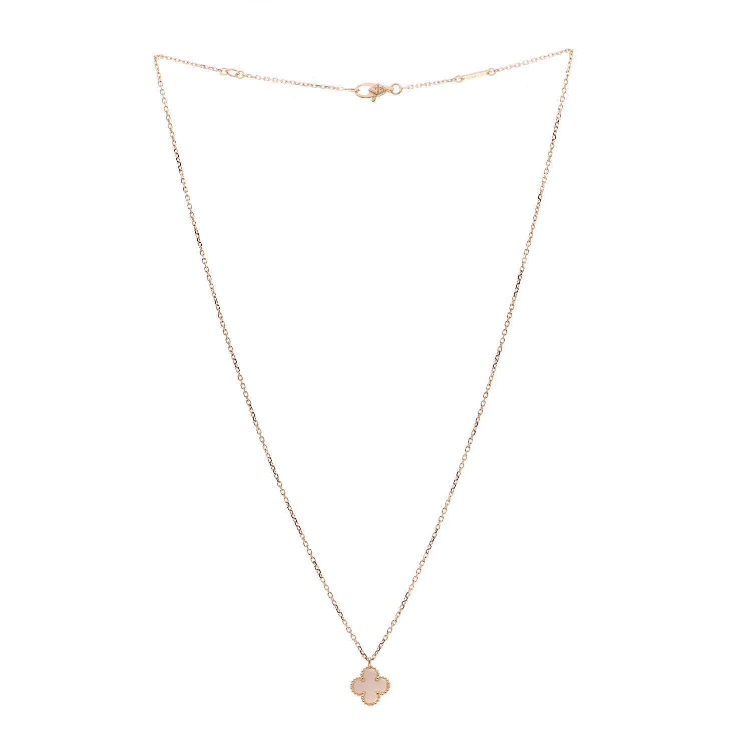 Van Cleef & Arpels 18K Yellow Gold Mother of Pearl Sweet Alhambra Pendant Necklace 3 of 6