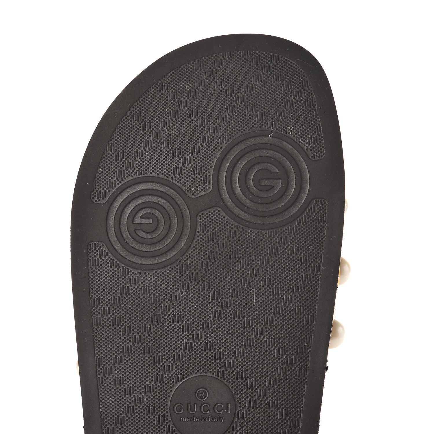 Gucci GG Supreme Monogram Slide Pearls Sandals 39 Beige 7 of 9