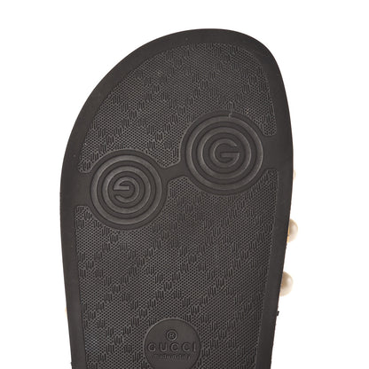 Gucci GG Supreme Monogram Slide Pearls Sandals 39 Beige 7 of 9