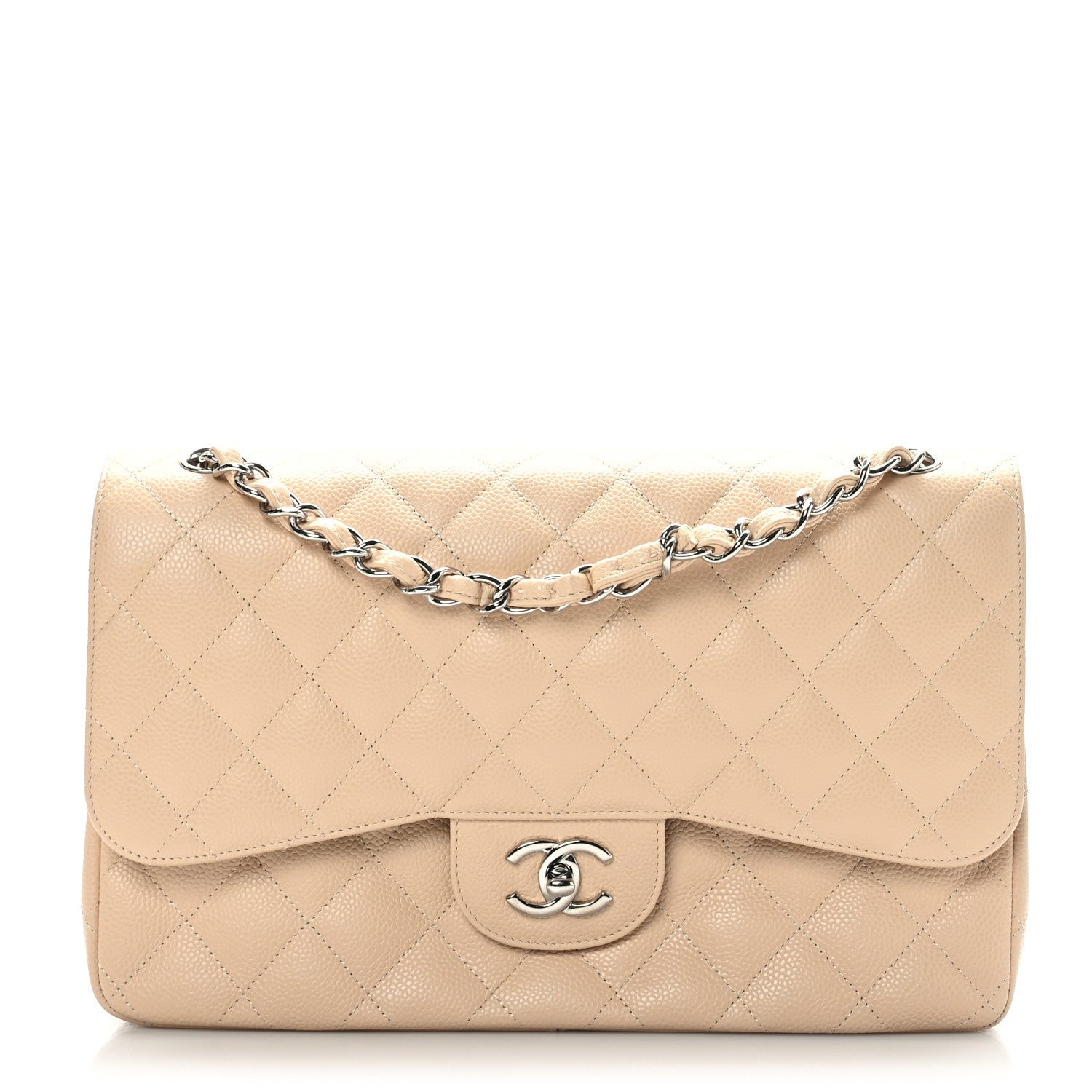 Chanel Caviar Quilted Jumbo Double Flap Beige 1 of 9