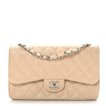 Chanel Caviar Quilted Jumbo Double Flap Beige 1 of 9