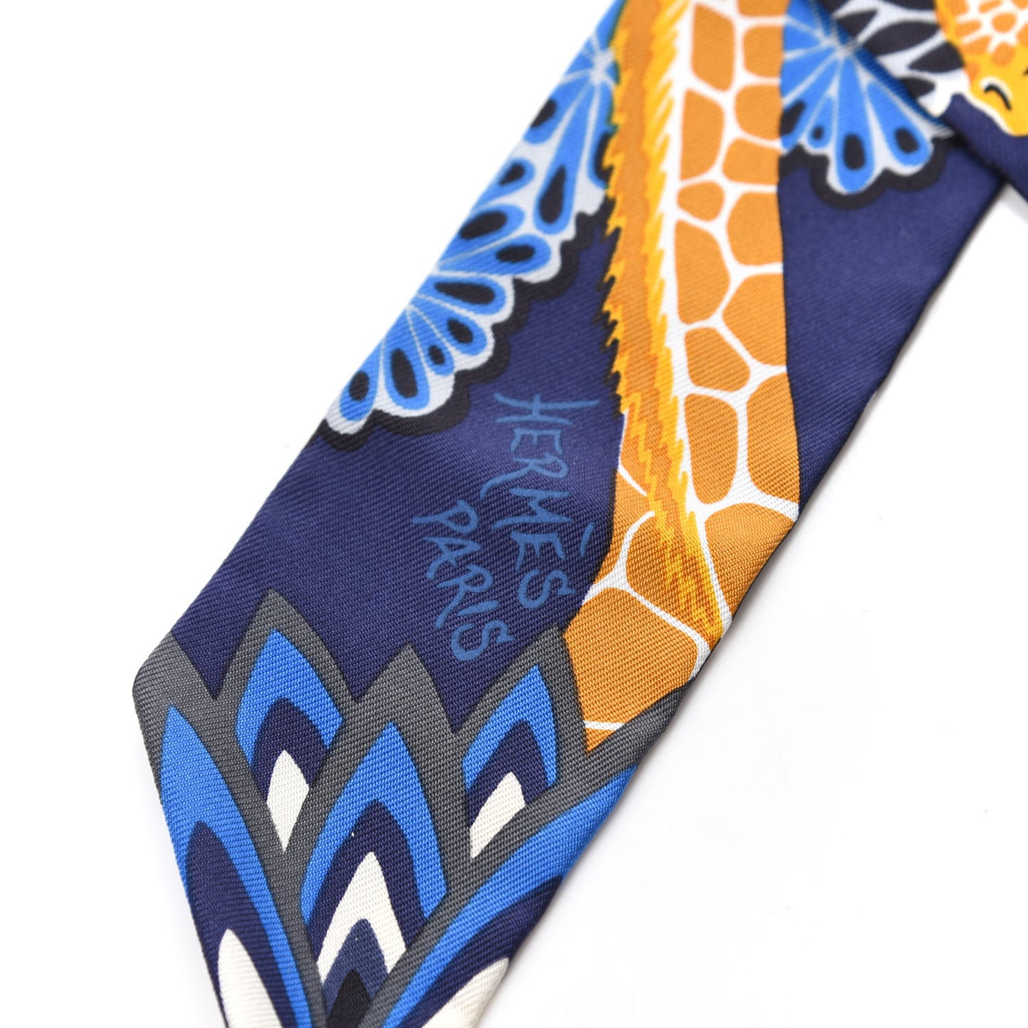 Silk The Three Graces Twilly Bleu Nuit Gold Black