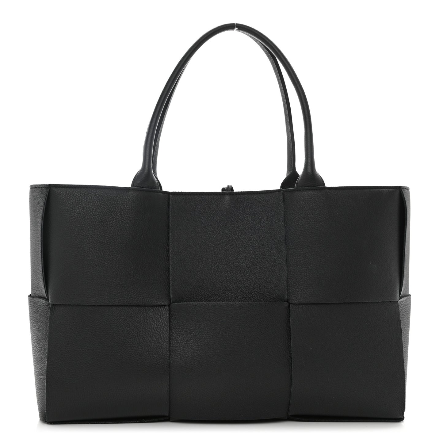 Grained Calfskin Maxi Intrecciato Arco Tote Black
