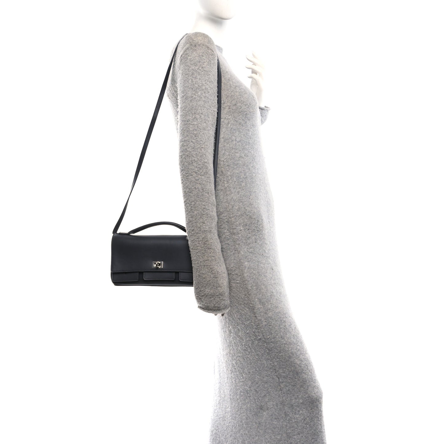 Smooth Calfskin Small Bel Air Clutch On Strap Grey