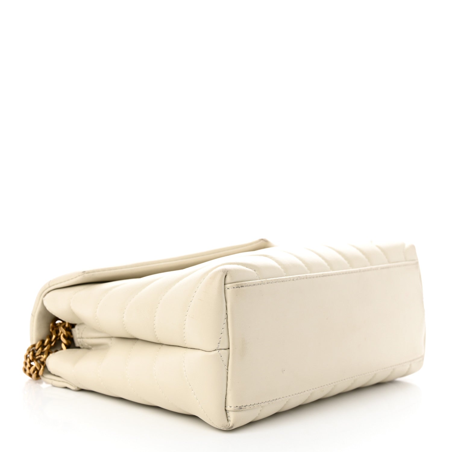 Saint Laurent Calfskin Y Quilted Monogram Small Loulou Chain Satchel Blanc Vintage 4 of 19