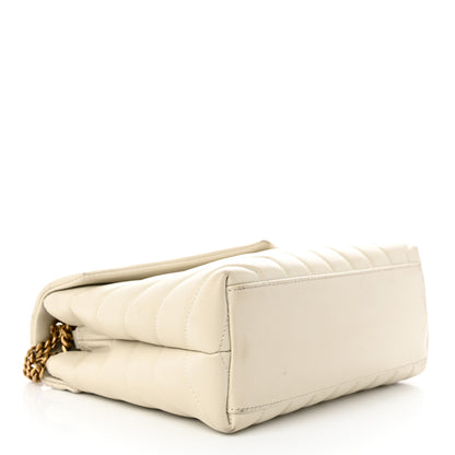 Saint Laurent Calfskin Y Quilted Monogram Small Loulou Chain Satchel Blanc Vintage 4 of 19