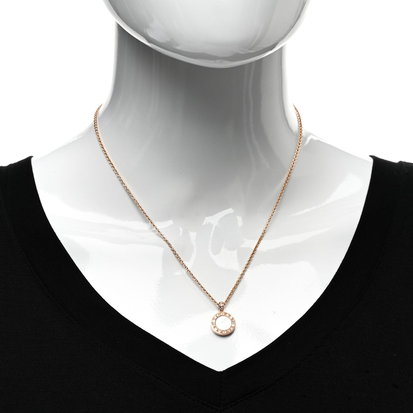 18K Rose Gold Diamond Mother of Pearl Carnelian BVLGARI BVLGARI Pendant Necklace