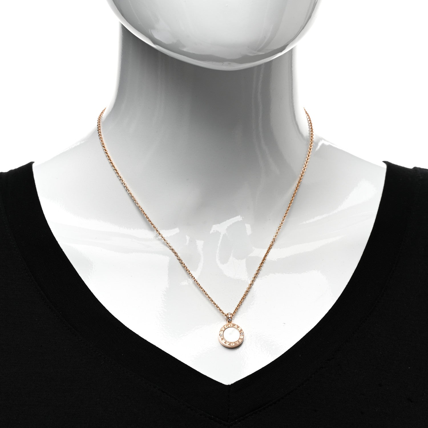 Bulgari 18K Rose Gold Diamond Mother of Pearl Carnelian BVLGARI BVLGARI Pendant Necklace 2 of 5