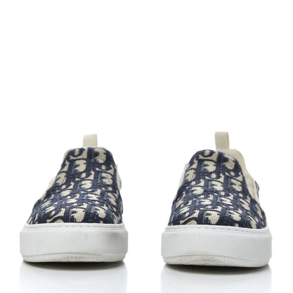 Christian Dior Canvas Oblique Embroidered Womens Solar Slip On Sneakers 37.5 Deep Blue 2 of 15