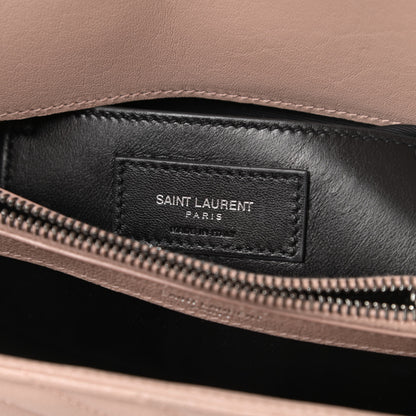 Saint Laurent Sheepskin Matelasse Chevron Monogram Medium College Bag Rose Poudre 6 of 14
