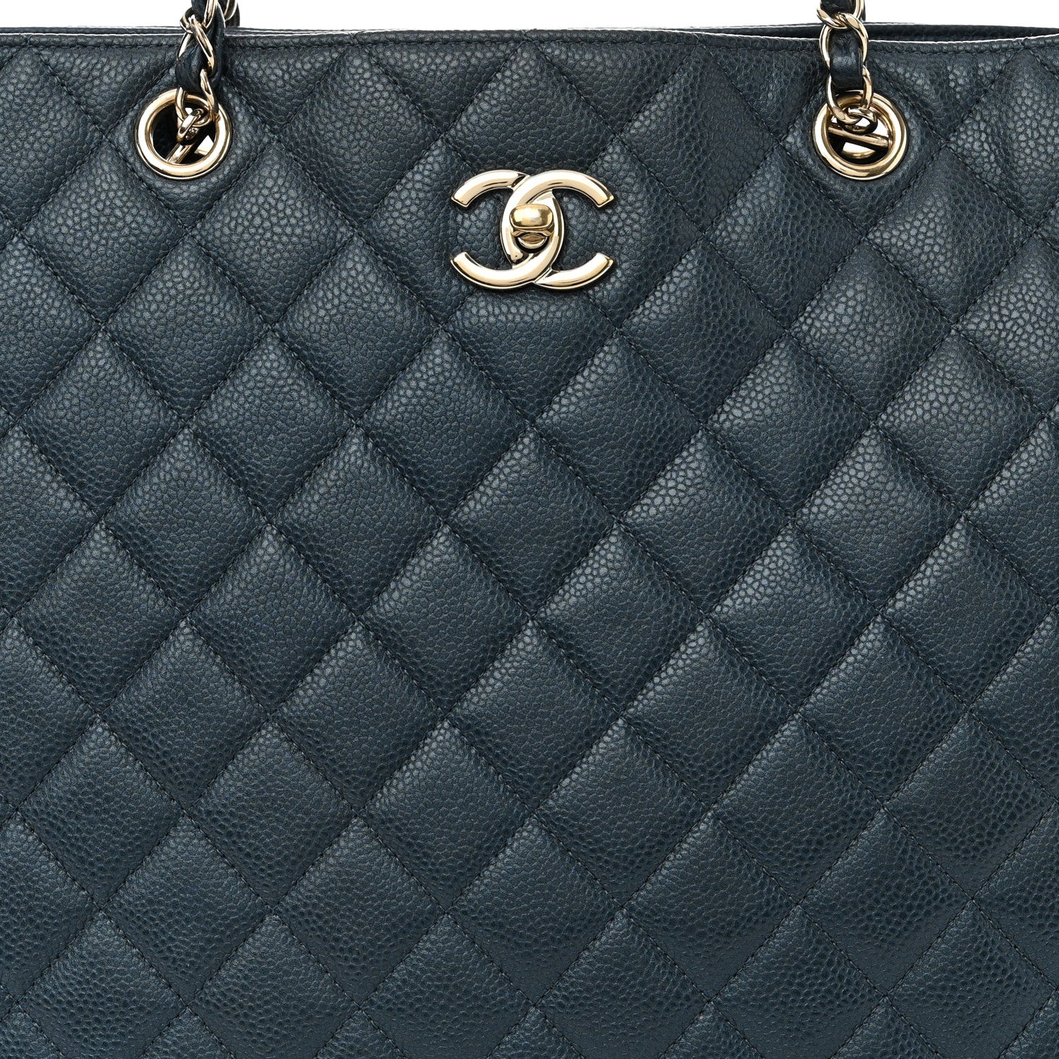 Chanel Caviar Quilted Large CC Shopping Tote Navy 8 of 16