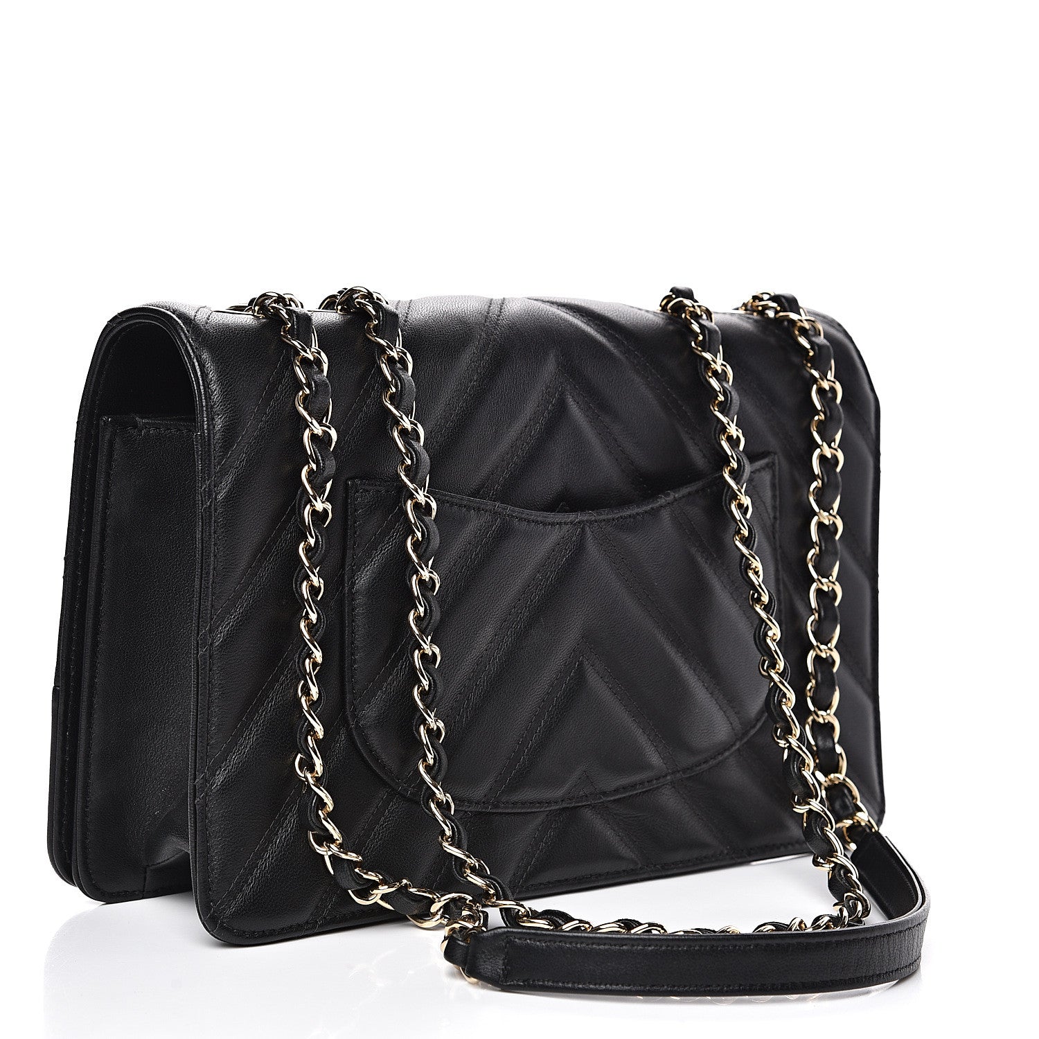Chanel Lambskin Chevron Quilted Flap Black 2 of 13
