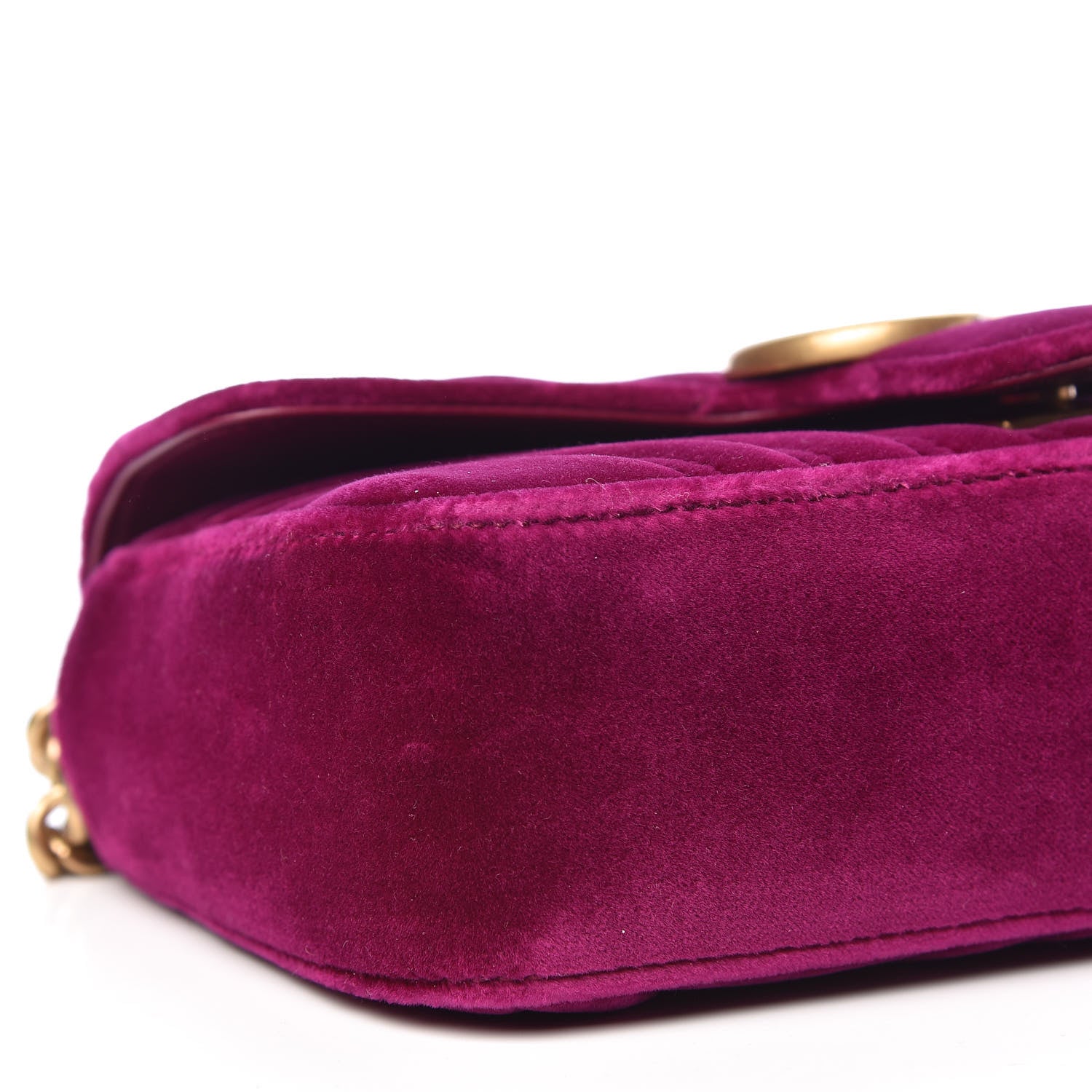 Gucci Velvet Matelasse Mini GG Marmont Shoulder Bag Fuchsia Violet Cyclamen 9 of 11