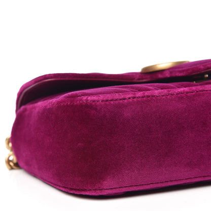 Gucci Velvet Matelasse Mini GG Marmont Shoulder Bag Fuchsia Violet Cyclamen 9 of 11
