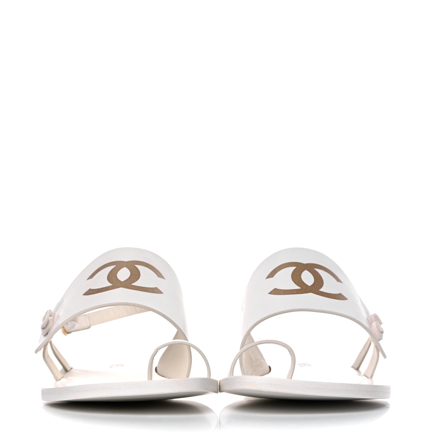 Chanel Goatskin CC Sandals 39 White 2 of 10