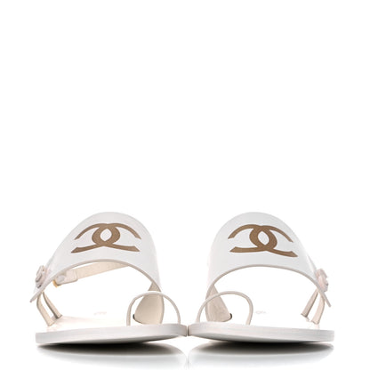 Chanel Goatskin CC Sandals 39 White 2 of 10