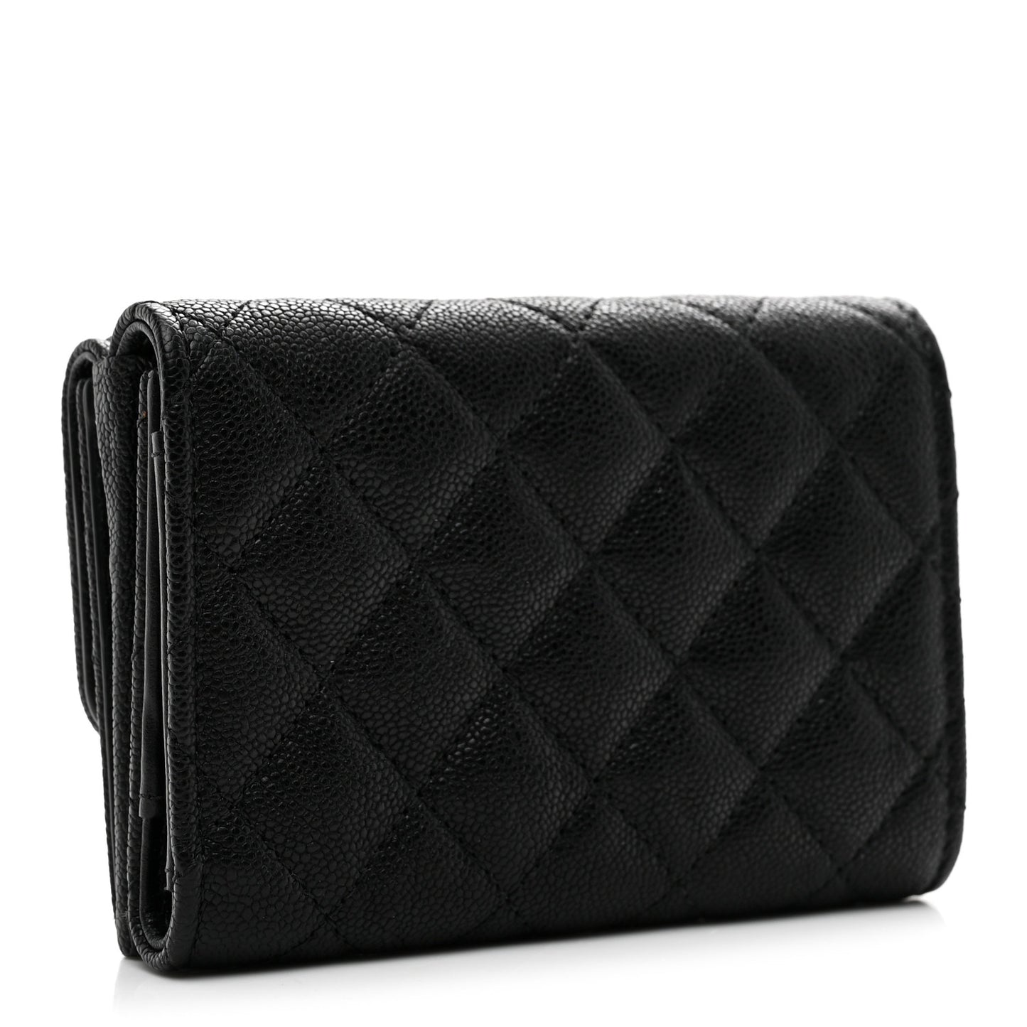 Caviar Quilted Small Boy Flap Wallet Black