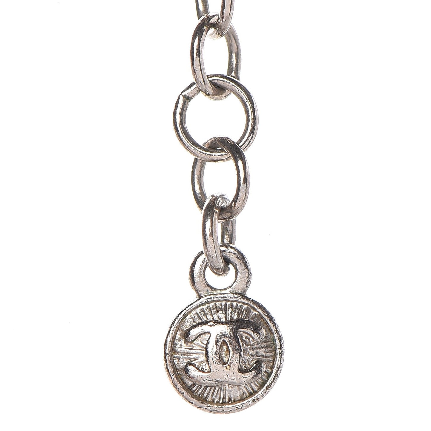 Pearl Beaded CC Long Necklace Black