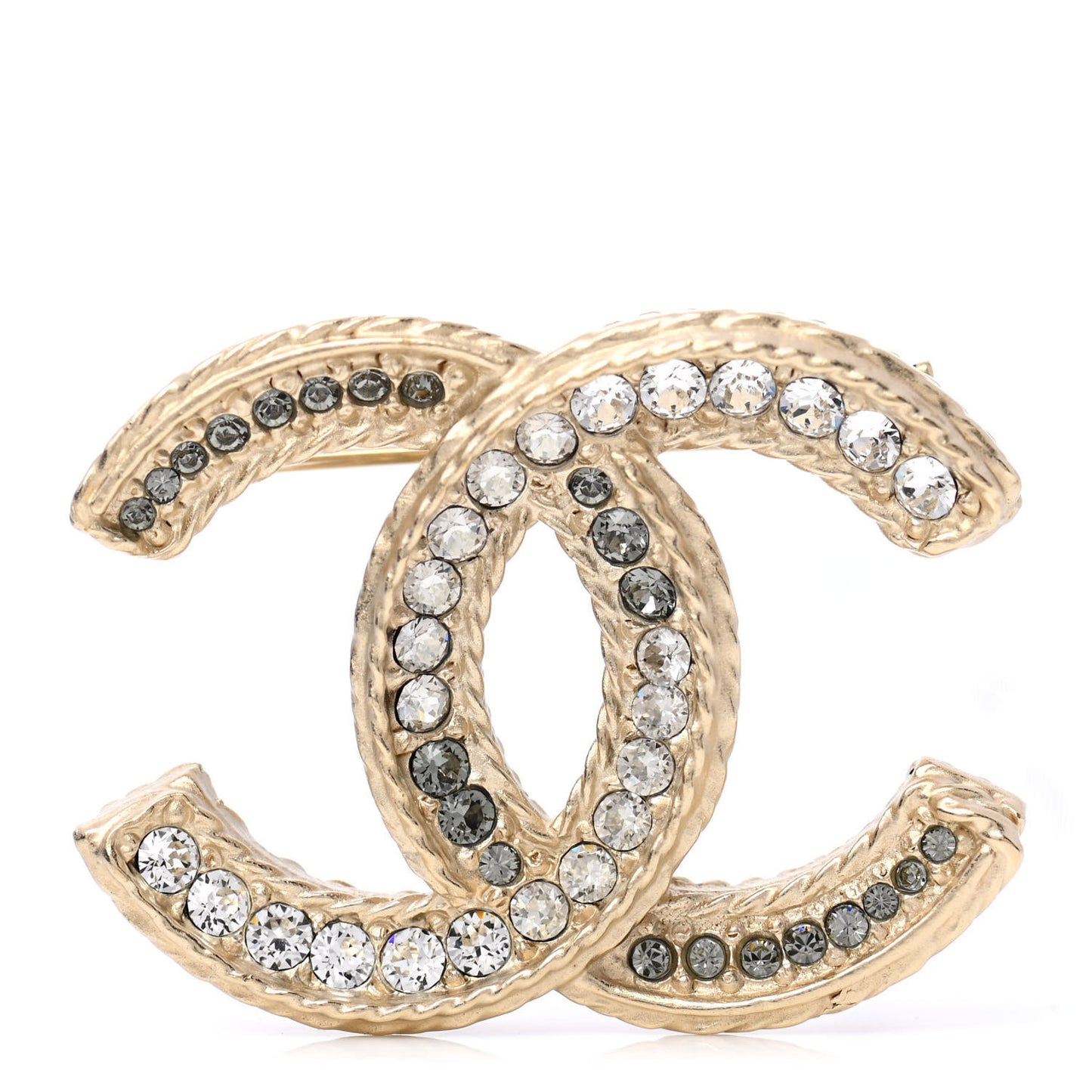 Crystal CC Brooch Grey White