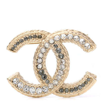 Chanel Crystal CC Brooch Grey White 1 of 3