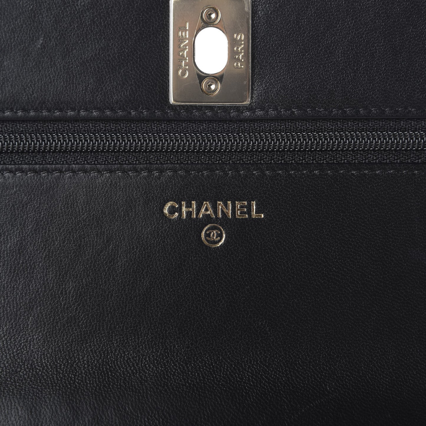 Lambskin Quilted Trendy CC Wallet On Chain WOC Black