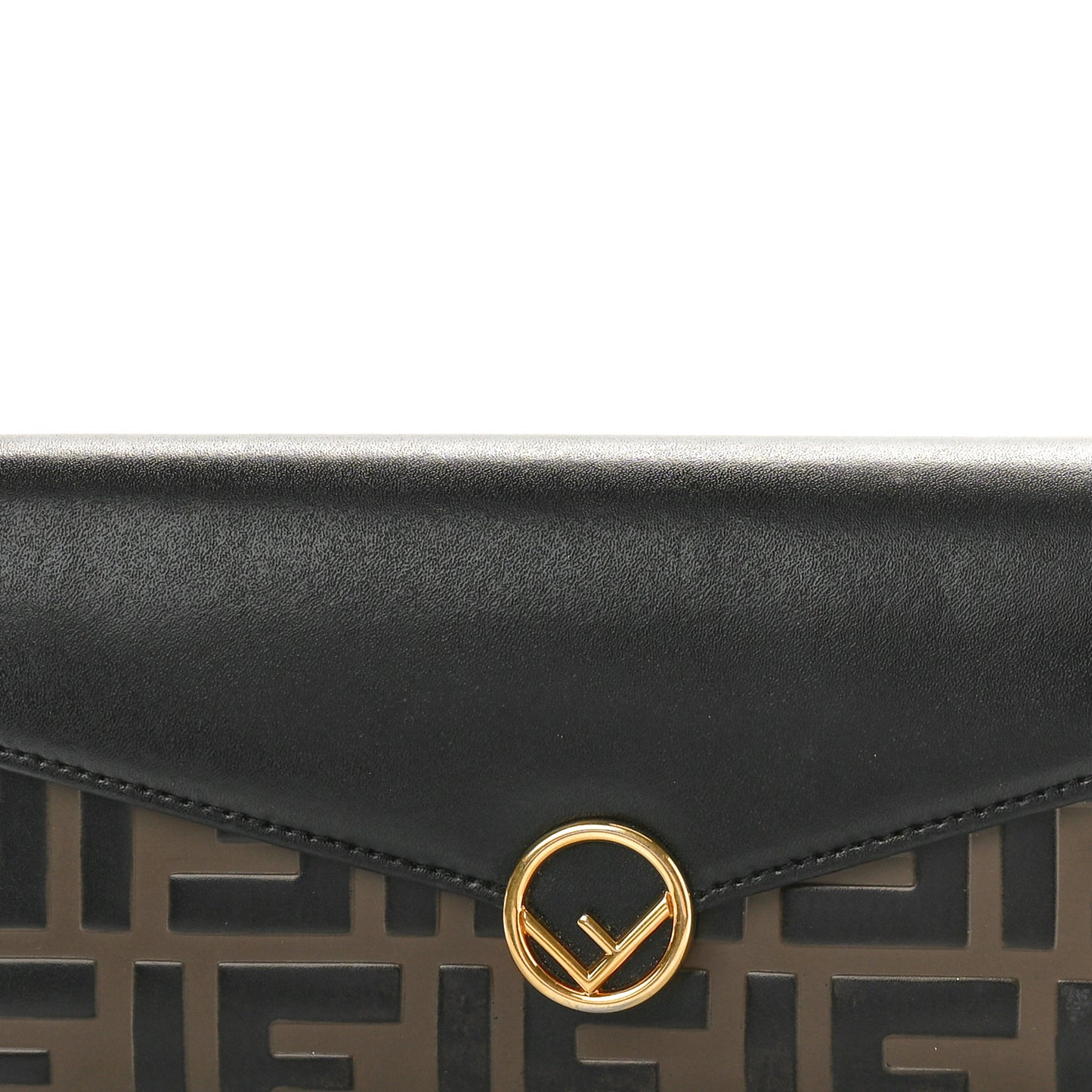 Vitello Cruise F is Fendi Bi-Color FF 1974 Embossed Continental Envelope Wallet Maya Black
