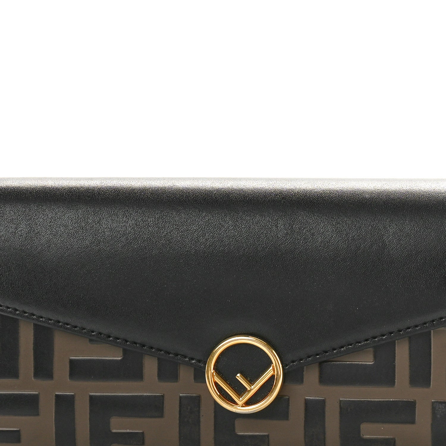 Fendi Vitello Cruise F is Fendi Bi-Color FF 1974 Embossed Continental Envelope Wallet Maya Black 8 of 8