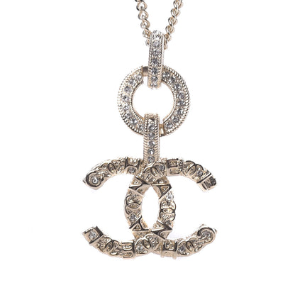 Chanel Crystal CC Logo Pendant Necklace Gold 4 of 6