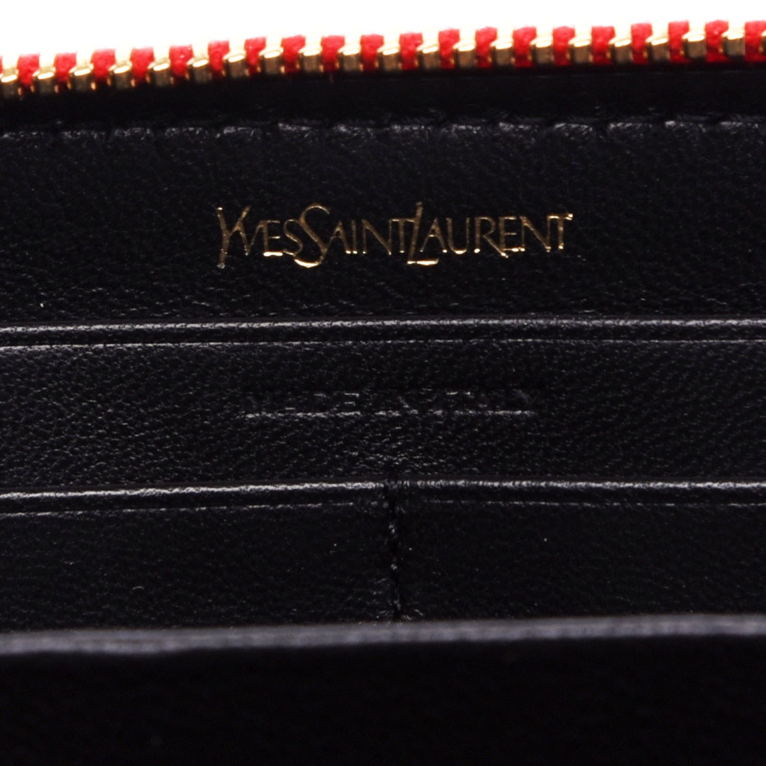 Saint Laurent Metallic Calfskin Belle De Jour Zip Around Wallet Red 6 of 8