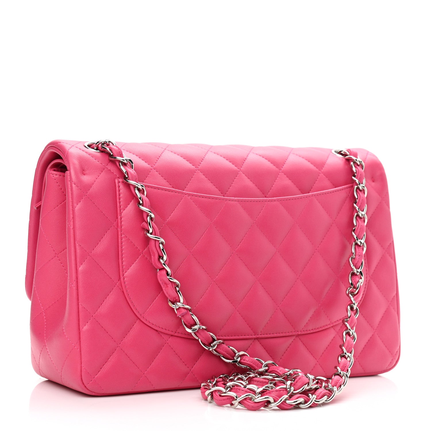 Chanel Lambskin Quilted Jumbo Double Flap Dark Pink 2 of 10