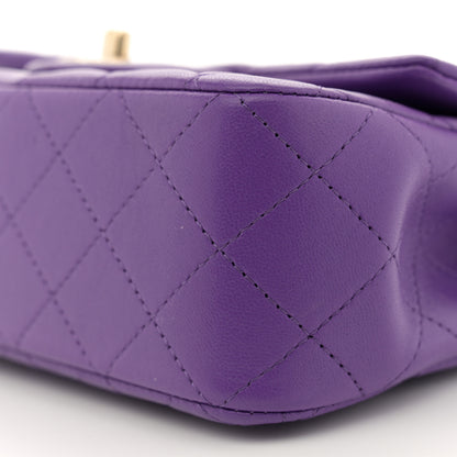 Chanel Lambskin Quilted Mini Top Handle Rectangular Flap Dark Purple 10 of 11