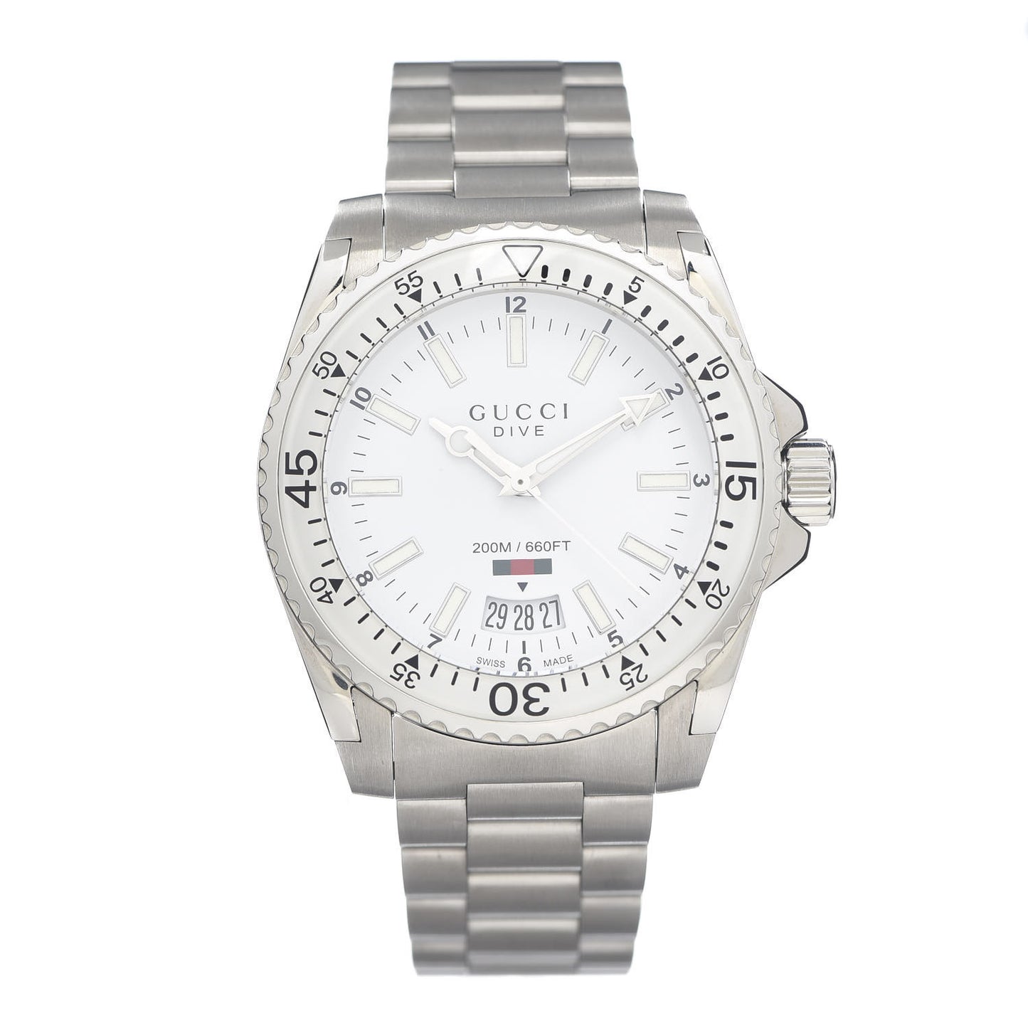 Stainless Steel 40mm Dive Quartz Watch White