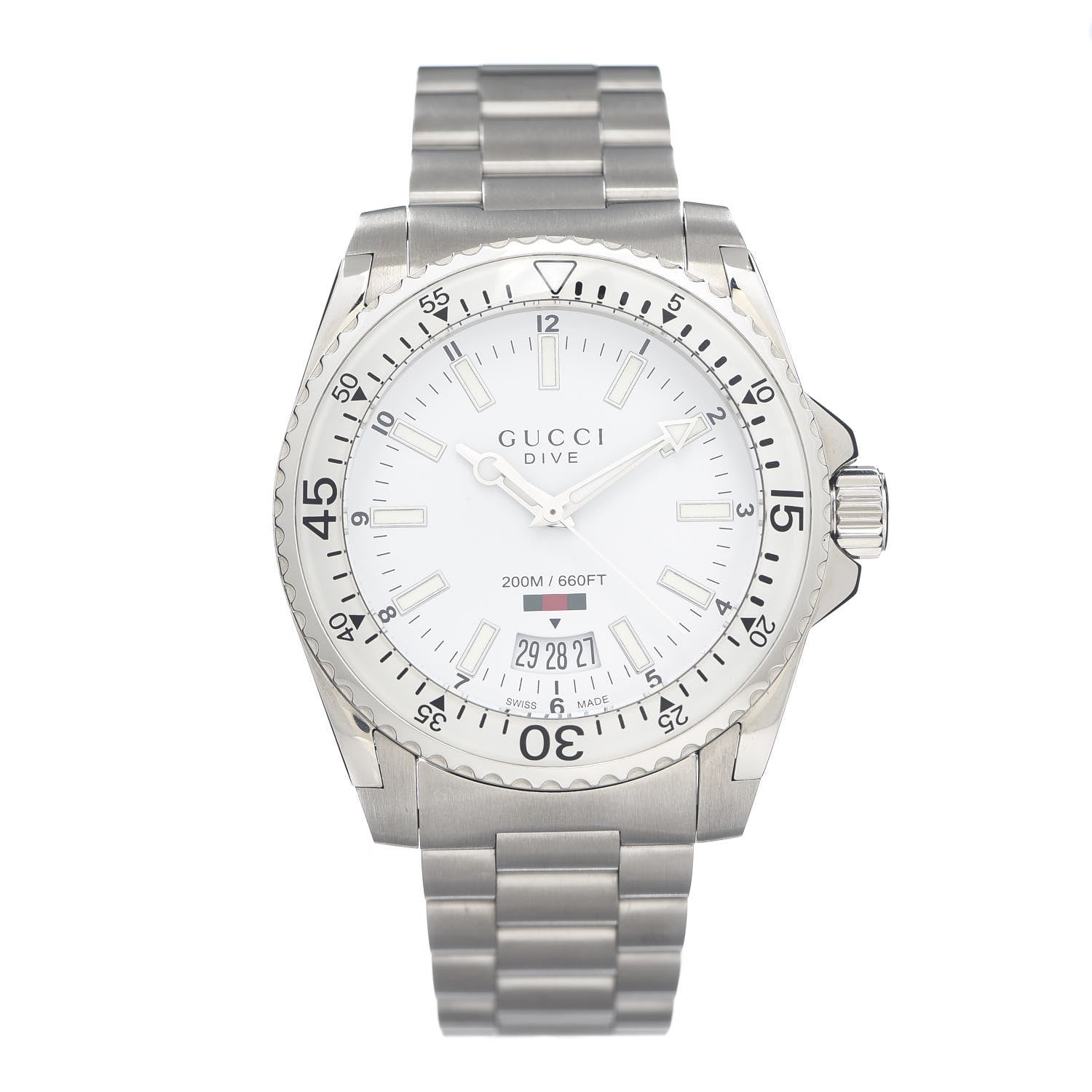 Gucci Stainless Steel 40mm Dive Quartz Watch White 1 of 5